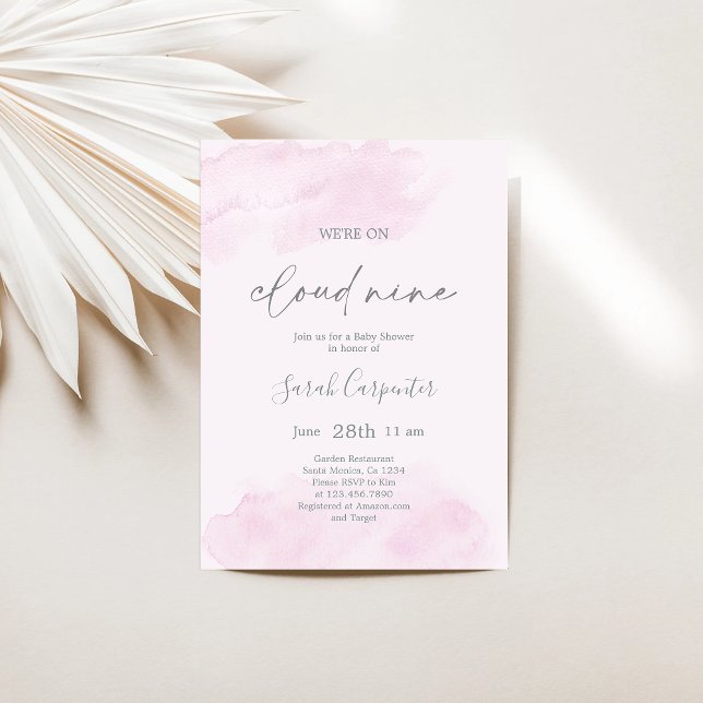 We're on Cloud Nine Baby Shower Girl Invitation (Creator Uploaded)
