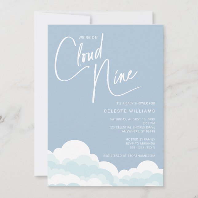 We're On Cloud Nine Baby Shower Invitation (Front)