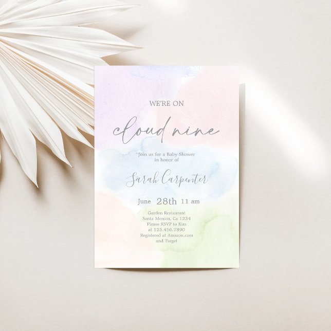 We're on Cloud Nine Baby Shower Invitation (Creator Uploaded)
