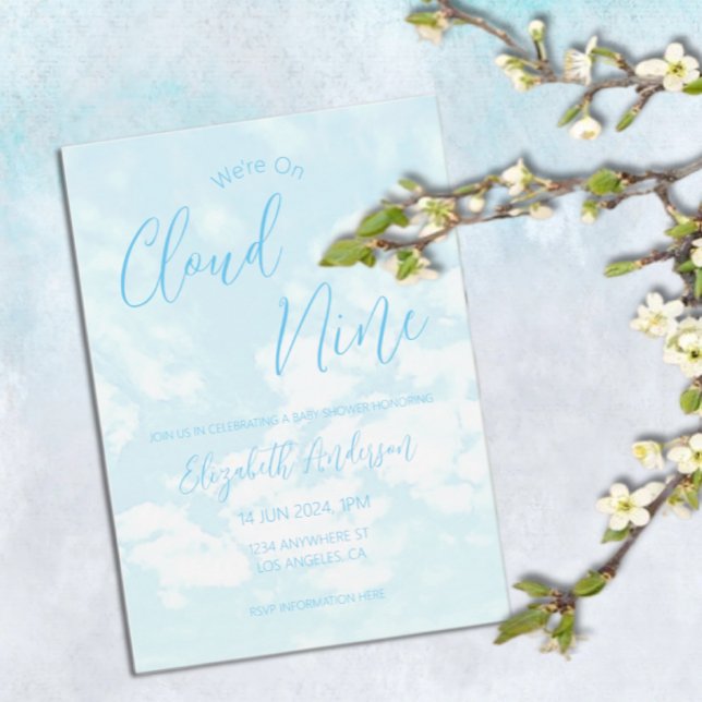 We're On Cloud Nine Baby Shower Invitation (Creator Uploaded)