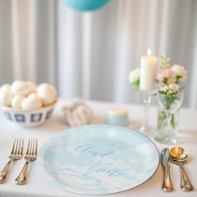 We're On Cloud Nine Baby Shower Paper Plates (Creator Uploaded)