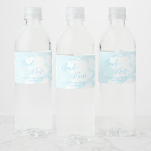 We're On Cloud Nine Baby Shower Water Bottle Label
