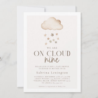 We're on Cloud Nine Gender Neutral Baby Shower Invitation