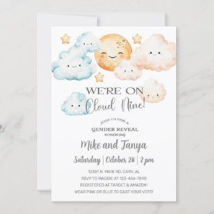 We're on Cloud Nine gender reveal invitation. Invitation