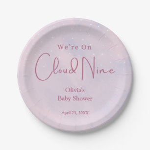 We're on Cloud Nine Girl Baby Shower Paper Plates