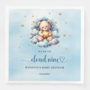 We're on cloud nine sleeping teddy bear boy paper dinner napkins