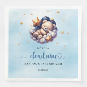 We're on cloud nine sleeping teddy bear boy paper dinner napkins