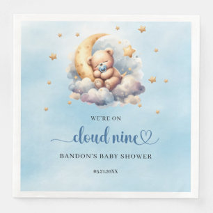 We're on cloud nine sleeping teddy bear boy paper dinner napkins