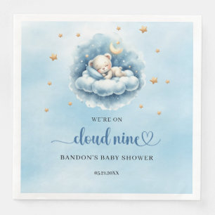 We're on cloud nine sleeping teddy bear boy paper dinner napkins
