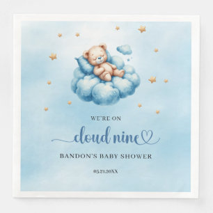 We're on cloud nine sleeping teddy bear boy paper dinner napkins