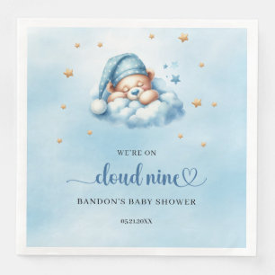 We're on cloud nine sleeping teddy bear boy paper dinner napkins