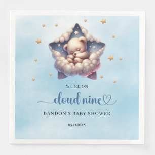 We're on cloud nine sleeping teddy bear boy paper dinner napkins