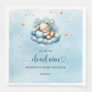 We're on cloud nine sleeping teddy bear boy paper dinner napkins