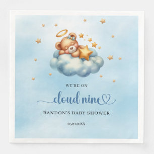 We're on cloud nine sleeping teddy bear boy paper dinner napkins