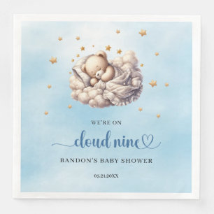 We're on cloud nine sleeping teddy bear boy paper dinner napkins