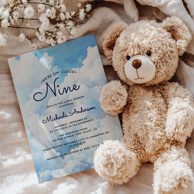 We're On Cloud Nine Watercolor Sky Baby Shower Invitation (Creator Uploaded)