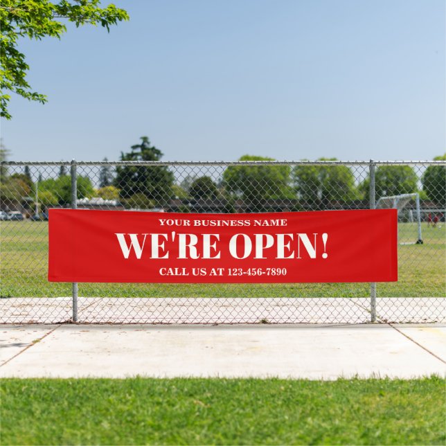 We're Open Bold Red Business Banner (Insitu)