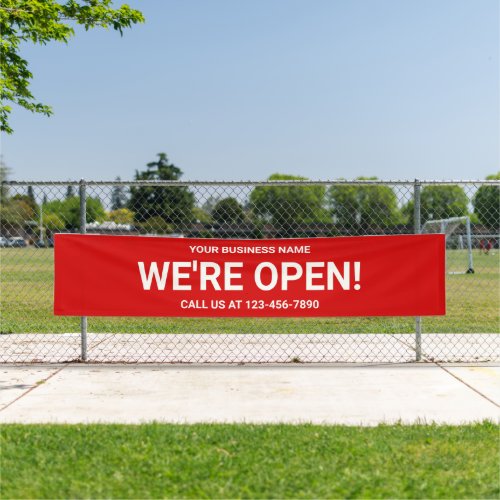 Were Open Bold Red Business Banner