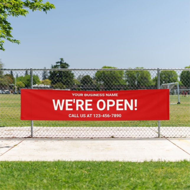 We're Open Bold Red Business Banner (Insitu)