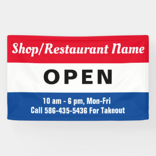 We're Open Sign, Business Name, Hours Custom Banner