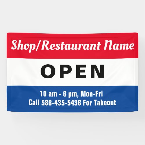 Were Open Sign Business Name Hours Custom Banner