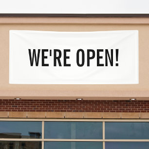 We're Open Simple Minimal Minimalist Business Banner