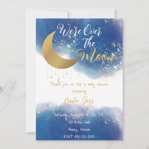 Were Over The Moon Baby Shower Invitation