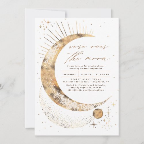 Were Over The Moon Baby Shower Invitation