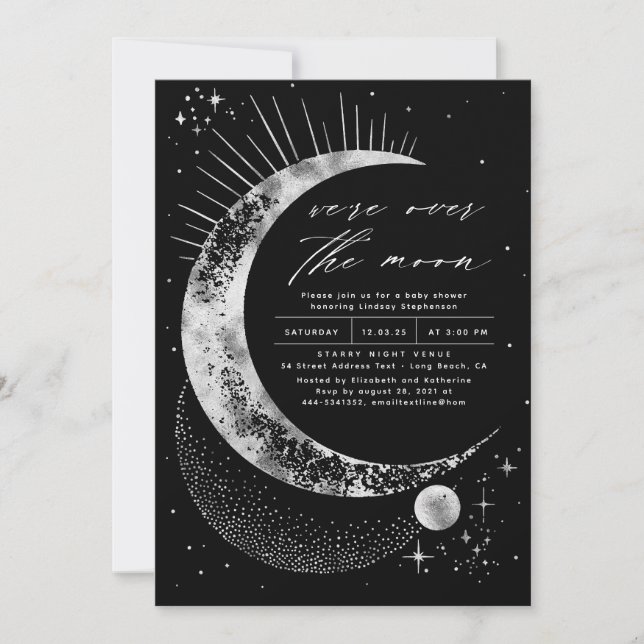 We're Over The Moon Baby Shower Invitation (Front)