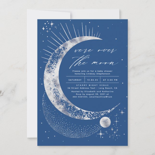 We're Over The Moon Baby Shower Invitation (Front)