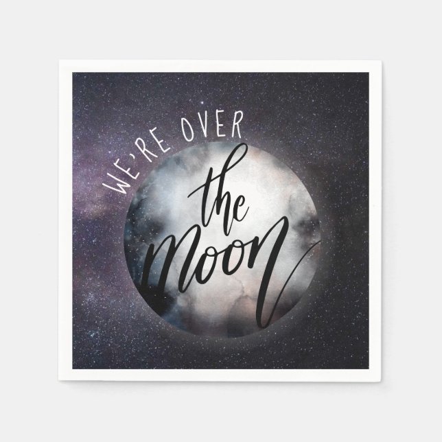 We're Over the Moon Baby Shower Napkins (Front)