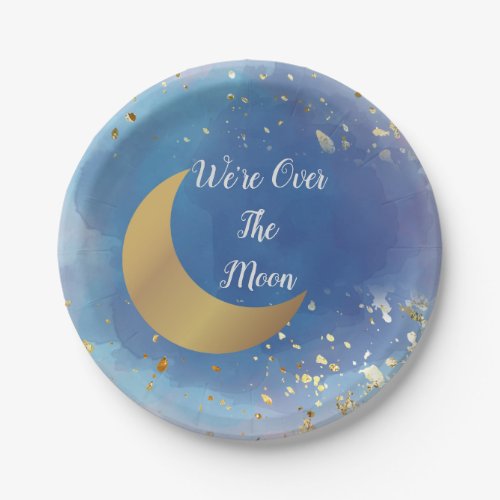 Were Over the Moon Baby Shower plates