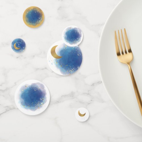 Were Over the Moon Baby Shower plates Confetti