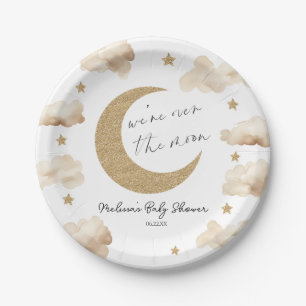 We're Over The Moon Boho Celestial Baby Shower Paper Plates