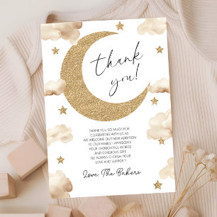 We're Over The Moon Boho Celestial Baby Shower Thank You Card