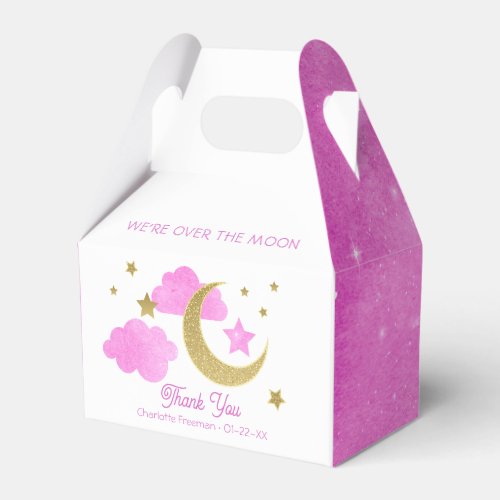 Were Over The Moon Girl Baby Shower Favor Box