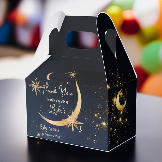 We're Over the Moon starry night Baby Shower Favor Boxes (We're Over the Moon starry night Baby Shower Favor Box Moon baby shower favor box)