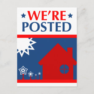we're posted announcement : pop home postcard