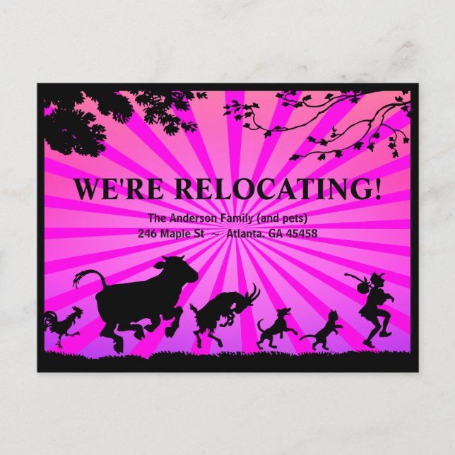 We're Relocating-Bold Colorful Moving Announcement Postcard (Front)