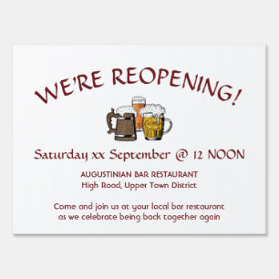WE'RE REOPENING! Bar Restaurant Business Custom Sign