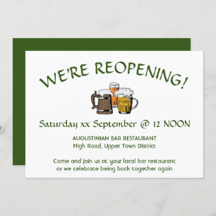 WE'RE REOPENING! Bar Restaurant Customizable GREEN Invitation