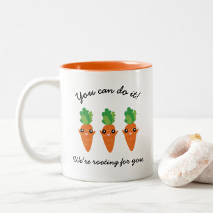 We're Rooting For You Funny Encouraging Carrots Two-Tone Coffee Mug