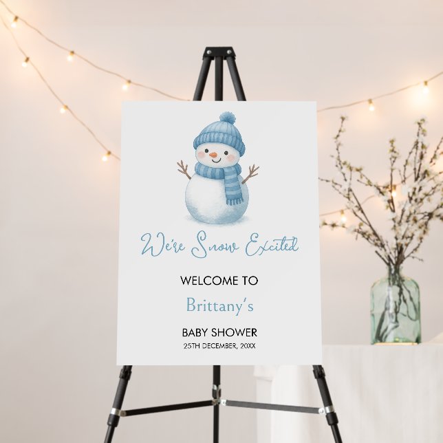 We're Snow Excited Snowmen Baby Shower Welcome  Foam Board (In Situ (Stand))