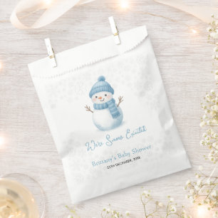 We're Snow Excited Snowmen Boy Baby Shower Favor Bag