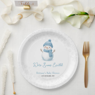 We're Snow Excited Snowmen Boy Baby Shower Paper Plates