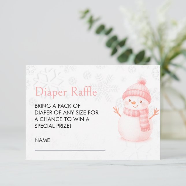 We're Snow Excited Snowmen Girl Baby Shower Enclosure Card (Standing Front)