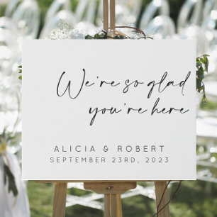 We're So Glad You're Here Minimal Wedding Faux Canvas Print