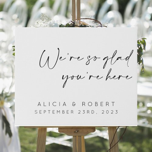 Were So Glad Youre Here Minimal Wedding Faux Canvas Print