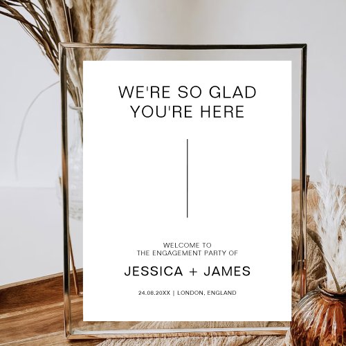 Were So Glad Youre Here Modern Wedding Welcome Poster