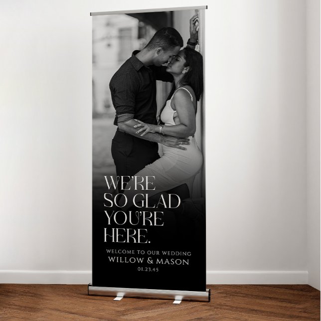 We're So Glad You're Here Modern Wedding Welcome Retractable Banner (Creator Uploaded)
